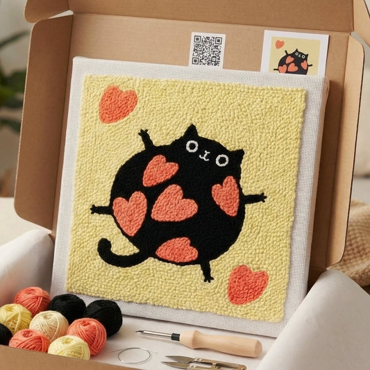 Punch‑Needle‑Set — Tonia Art Amour de Chat Punch Needle Kit - Romantic cat DIY  — DIY Wanddeko — Tonia Art