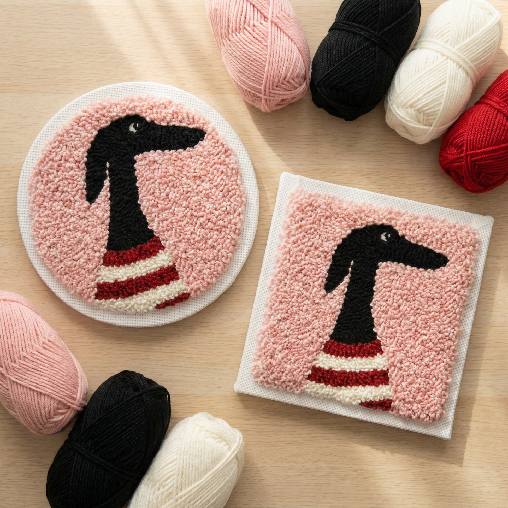 Handmade Distinguished Dog textile art - Elegant and unique DIY home decoration for a modern office or living room