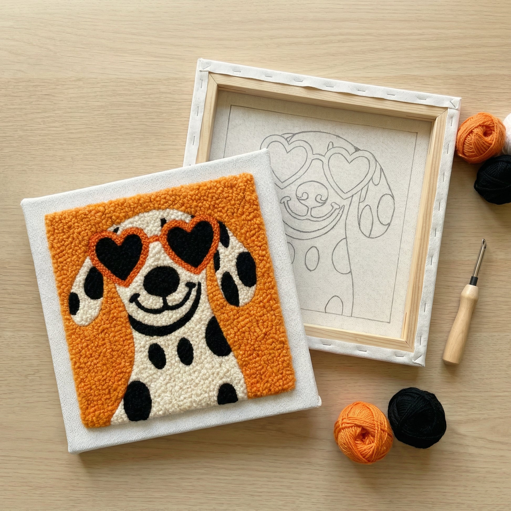 Handmade Bruno le Fidèle textile art - Cozy and affectionate DIY home decoration for dog lovers.