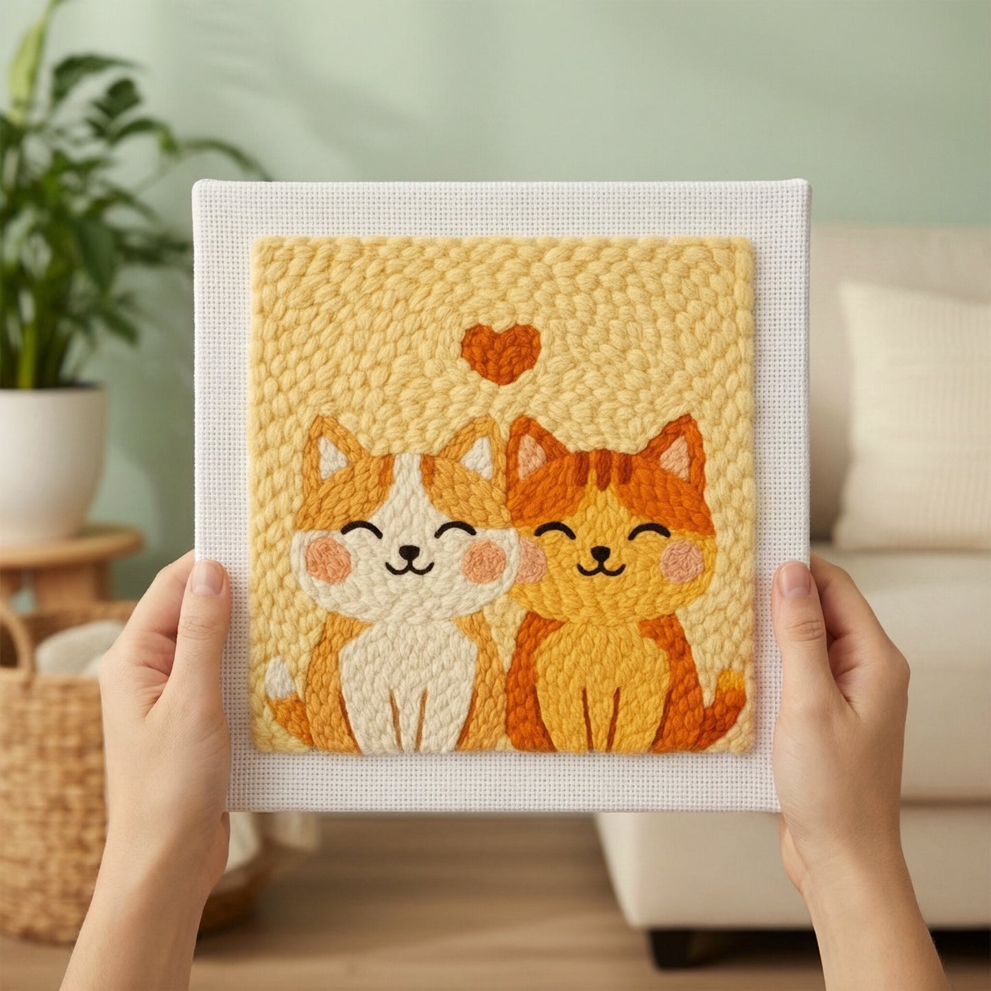 Kit Punch Needle -  Couple de Chats Adorables