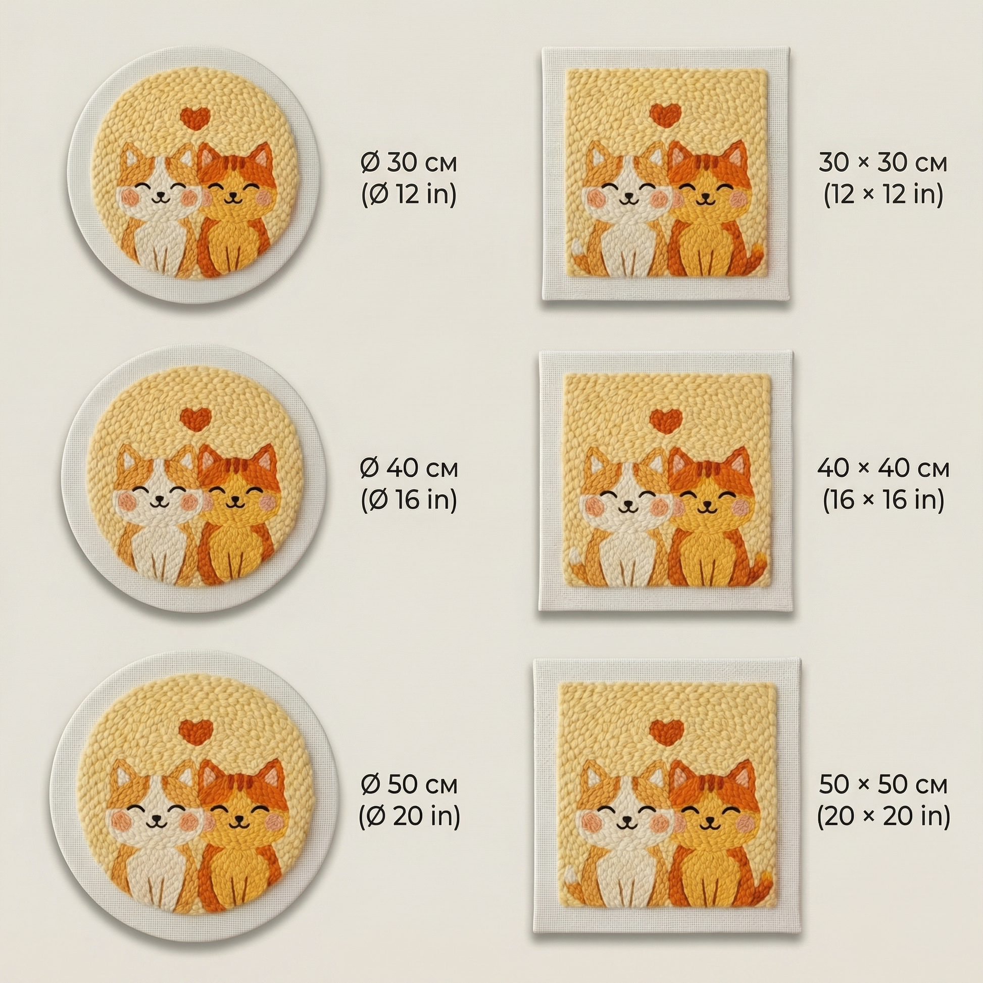 Punch Needle embroidery tutorial - Crafting two cute cats in love with soft wool and magic needle.