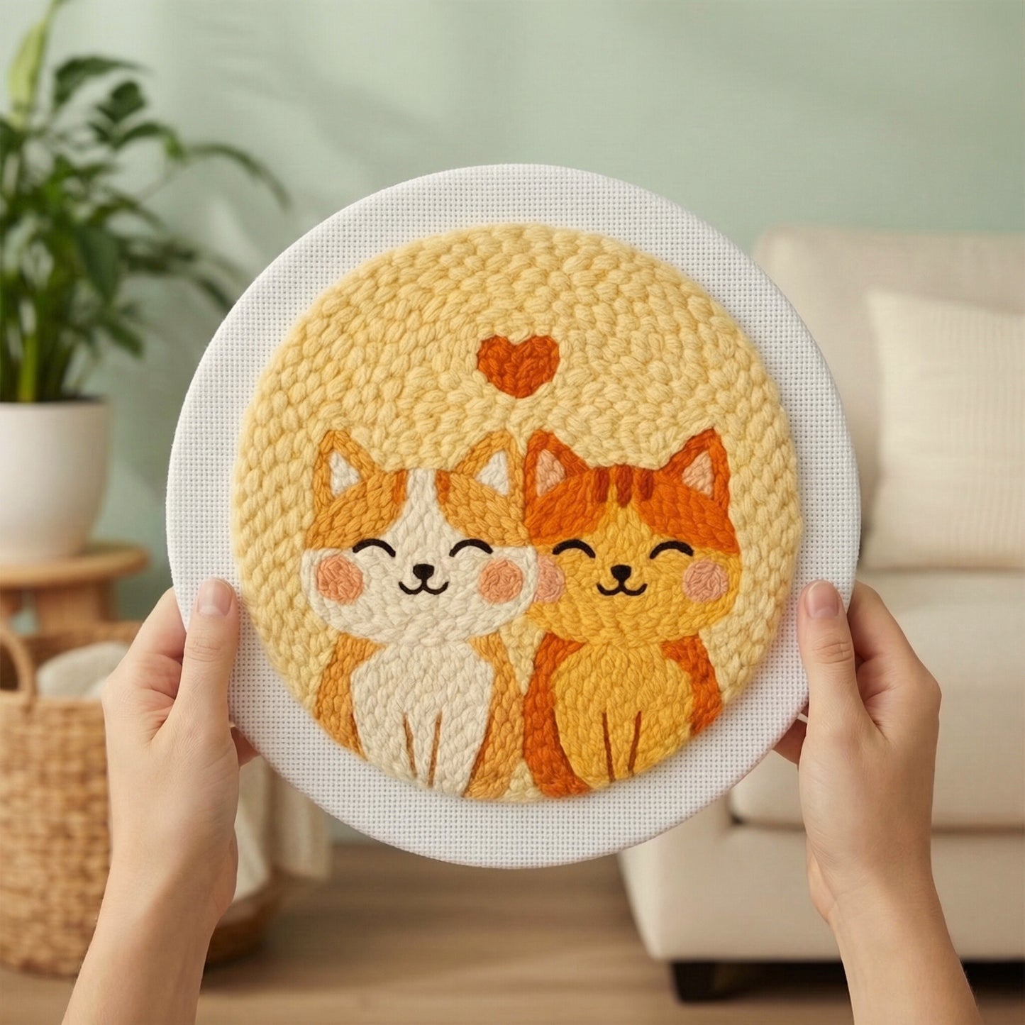 Kit Punch Needle -  Couple de Chats Adorables