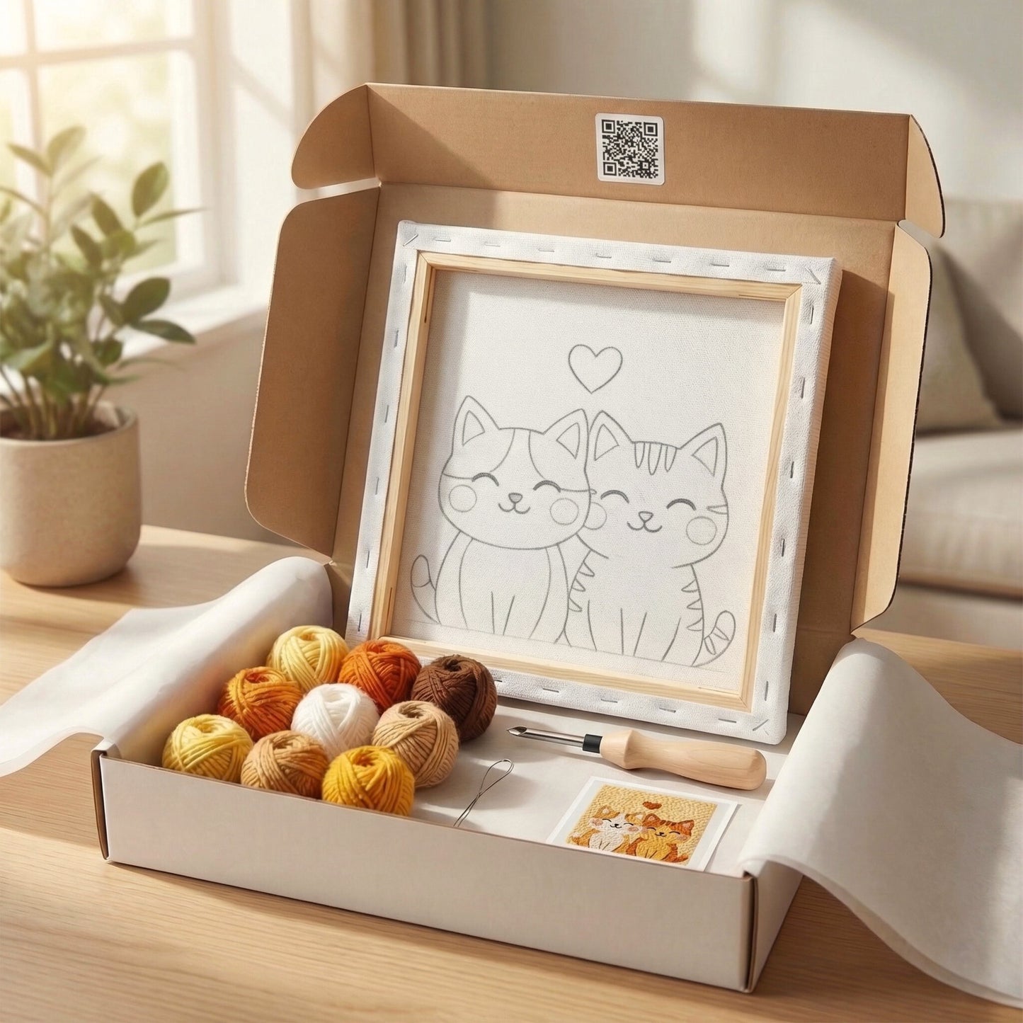 Kit Punch Needle -  Couple de Chats Adorables