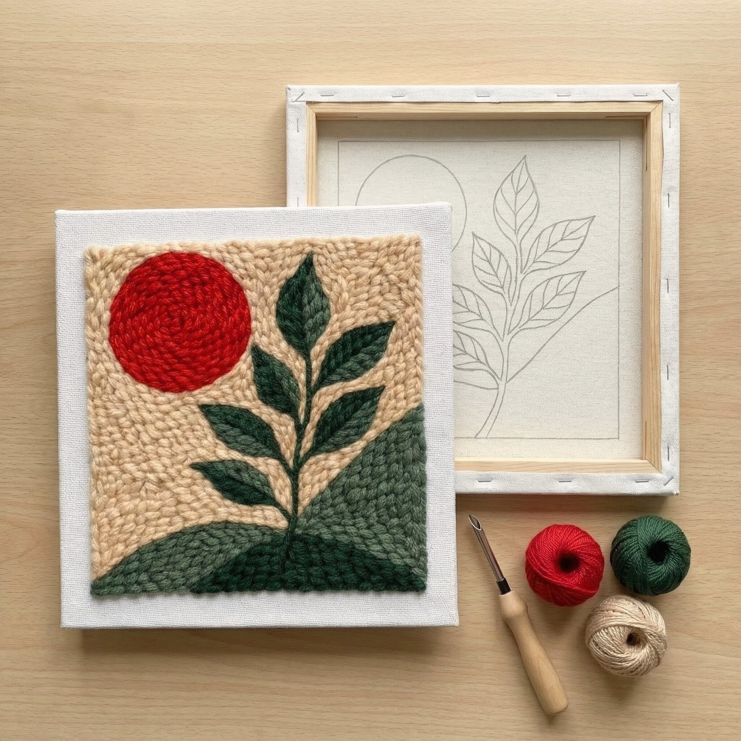 Punch Needle embroidery tutorial - Crafting a meditative stone balance with textured wool and magic needle.