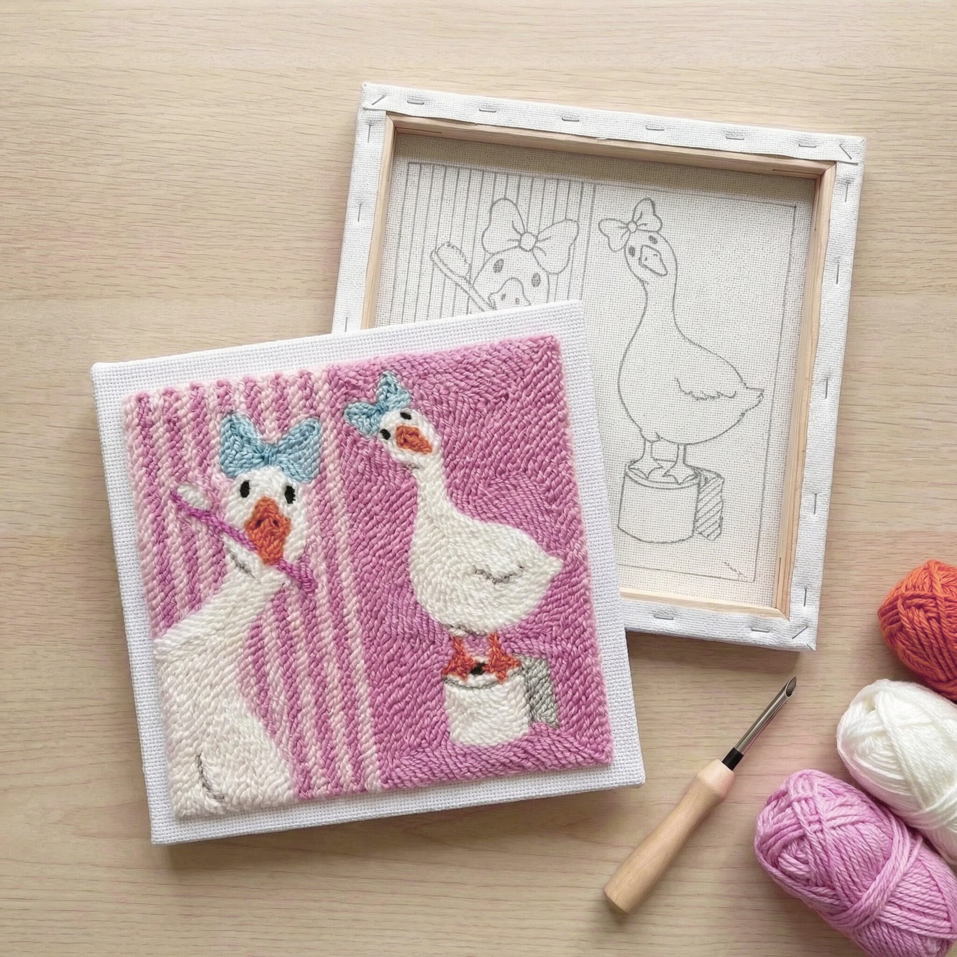 Tonia Art complete Punch Needle set - Pre-printed morning pattern, high-quality wool, and ergonomic needle.