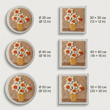 Tonia Art Narcisses Dorés Punch Needle Kit - Handmade DIY wall art on pre-stretched frame.