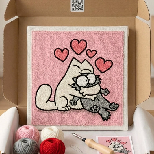 Punch‑Needle‑Set — Tonia Art Perfect Couple Punch Needle Kit - Romantic DIY cat — DIY Wanddeko — Tonia Art