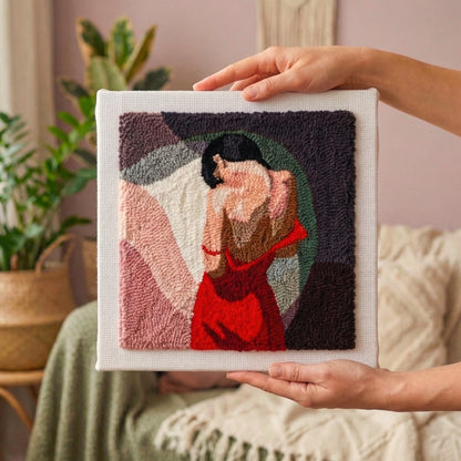 Tonia Art complete Punch Needle set - Pre-printed female silhouette pattern, high-quality wool, and ergonomic needle.