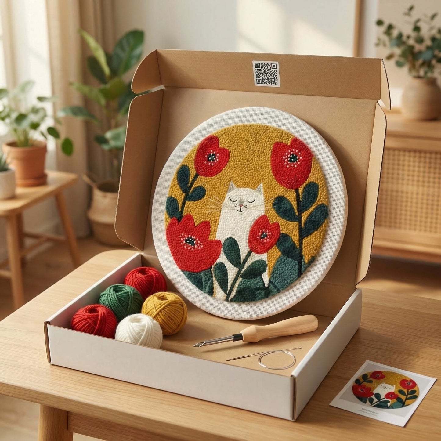 Kit Punch Needle -  Chat dans les Coquelicots
