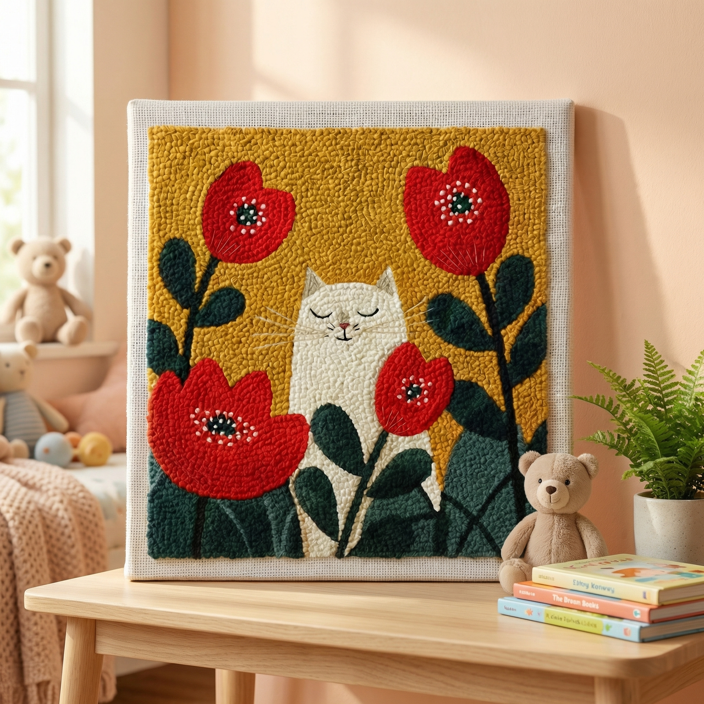 Kit Punch Needle -  Chat dans les Coquelicots