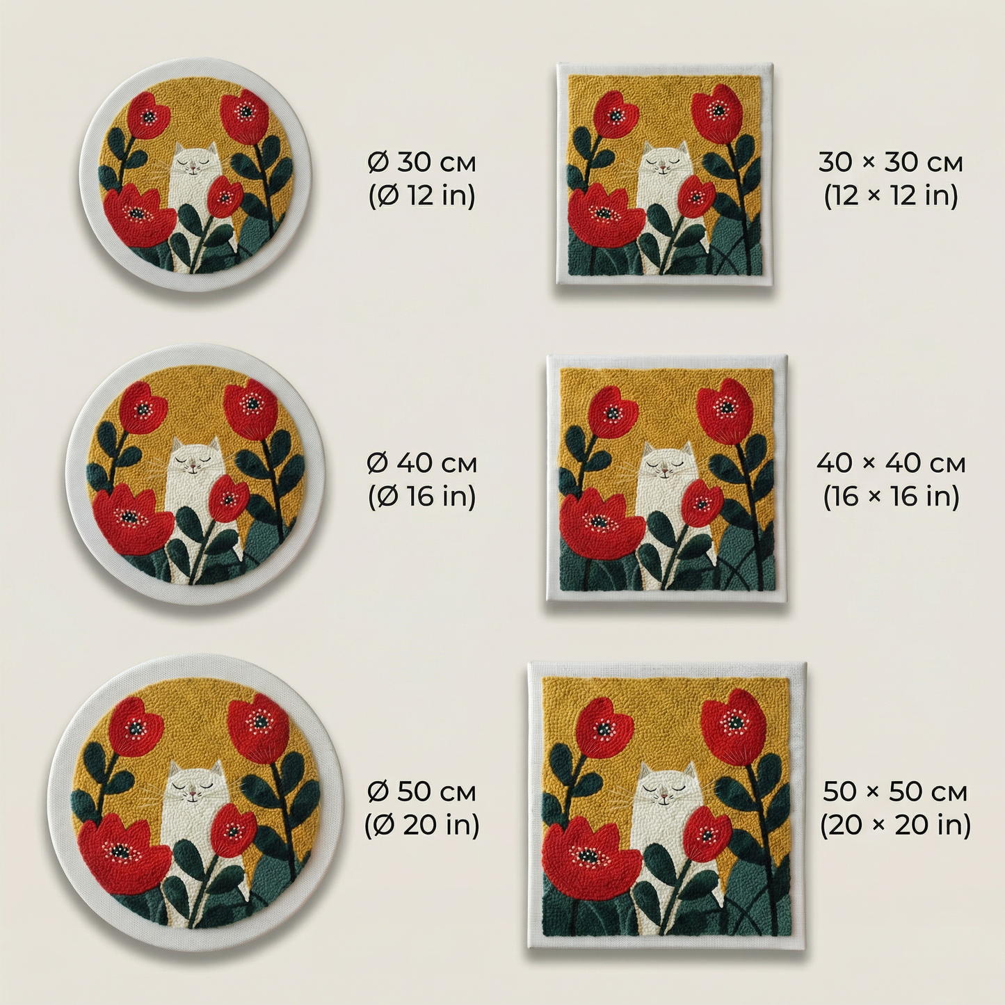 Kit Punch Needle -  Chat dans les Coquelicots