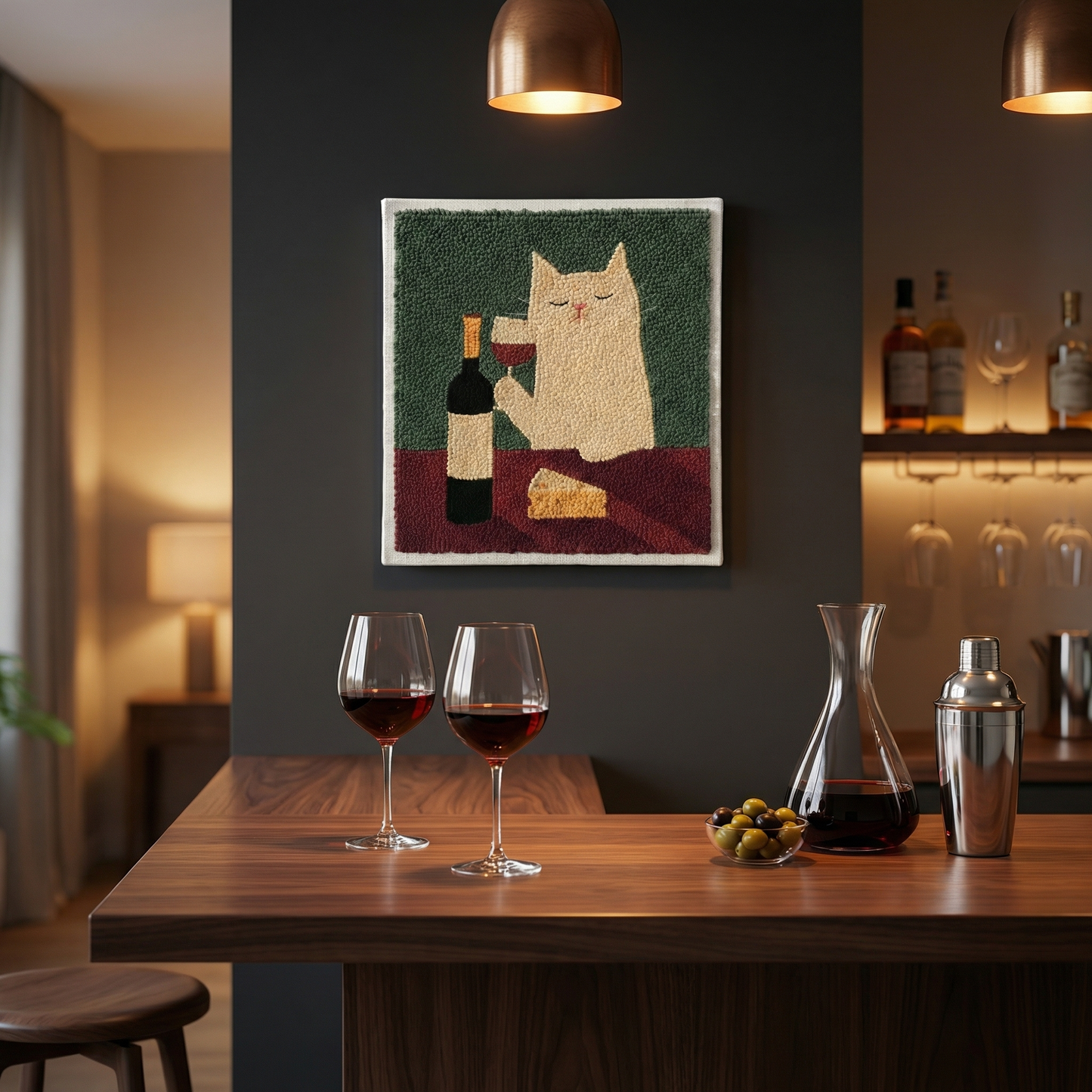 Kit Punch Needle -  Chat et Vin Rouge