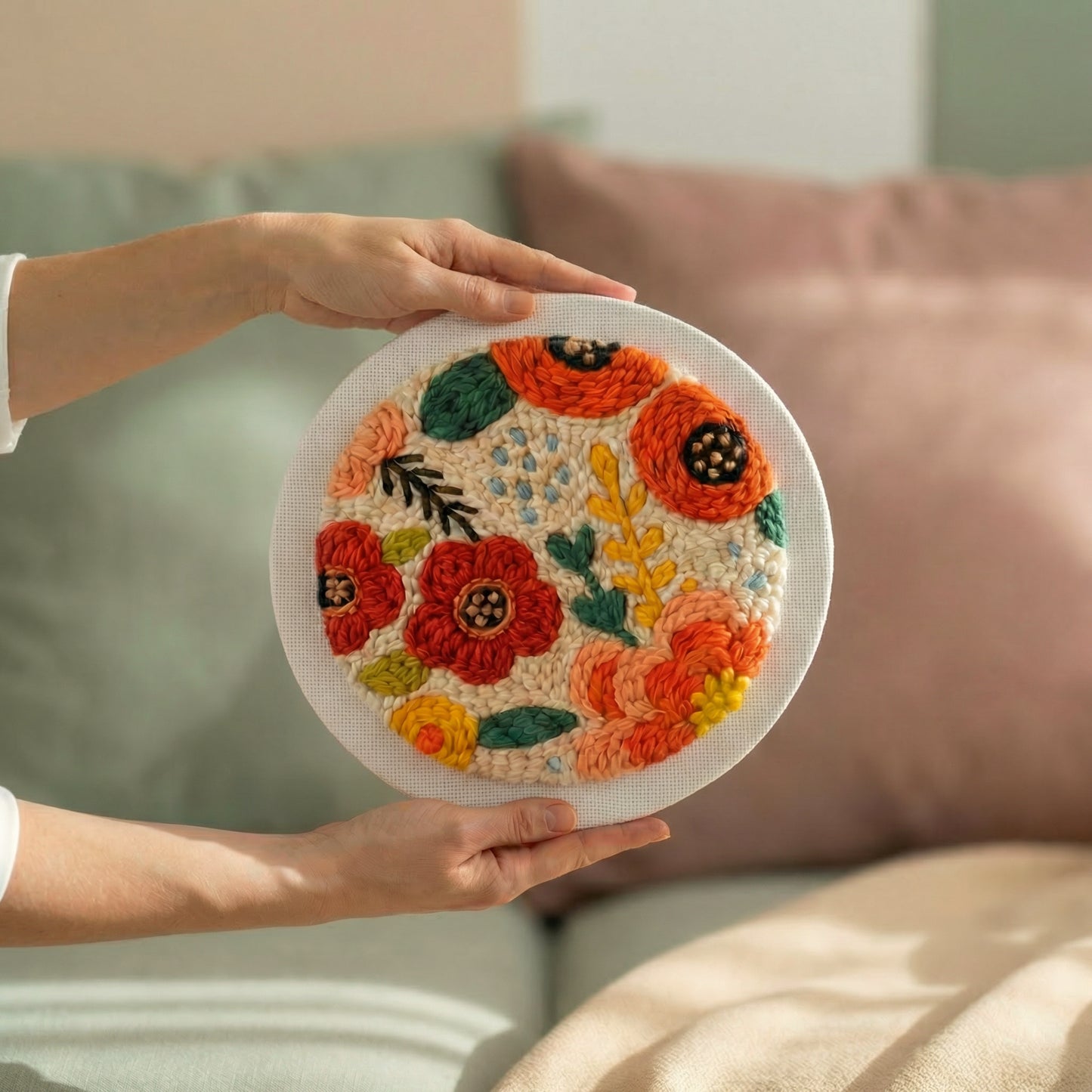 Handmade Flourishing Beauty textile art - Elegant and poetic DIY home decoration for a bedroom or living room