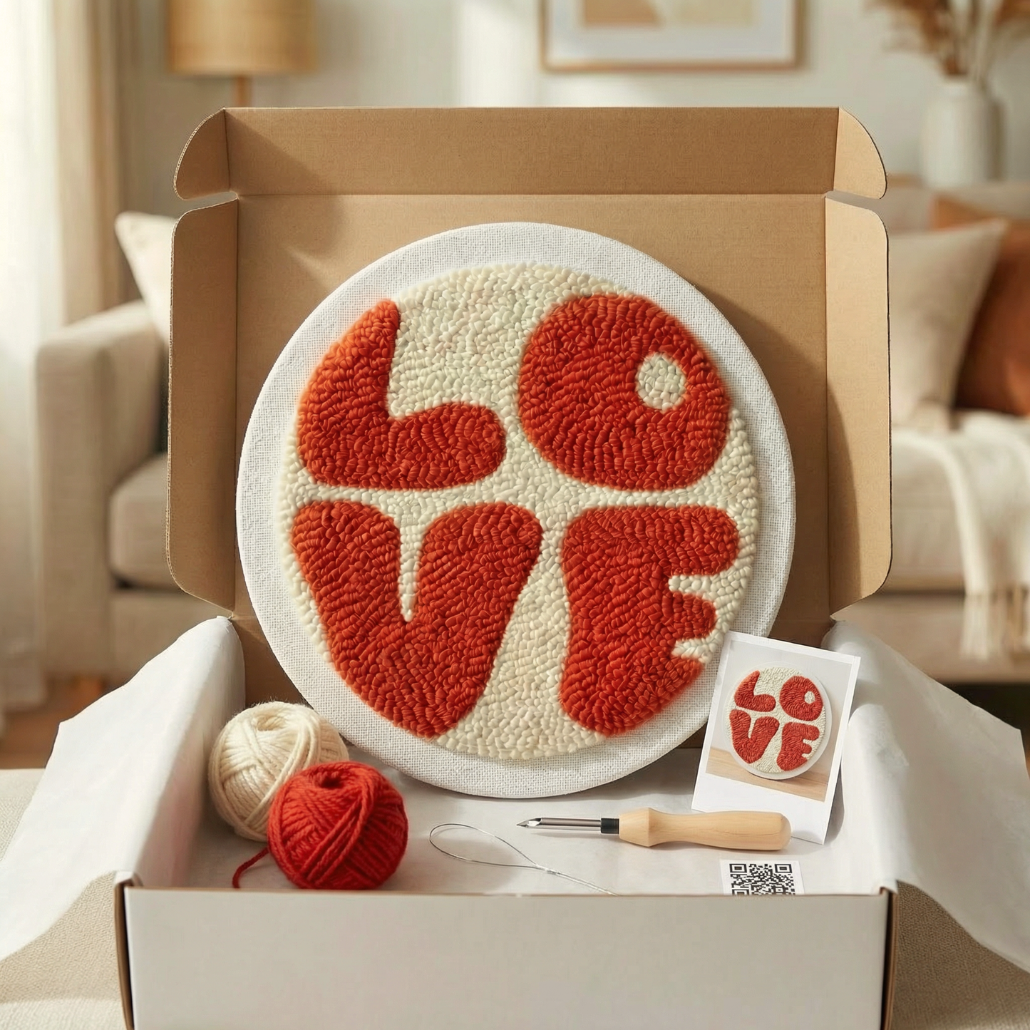 Punch Needle embroidery tutorial - Crafting the word LOVE with textured wool and magic needle.