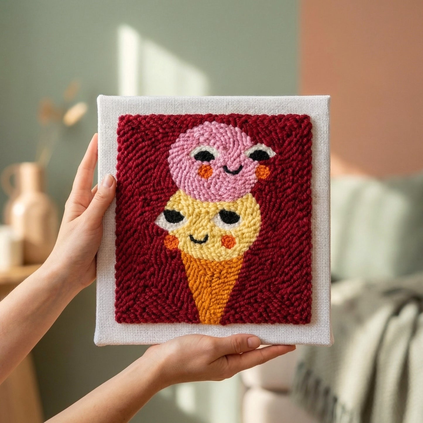 Punch‑Needle‑Set — Punch Needle embroidery tutorial - Crafting a happy ice crea — DIY Wanddeko — Tonia Art