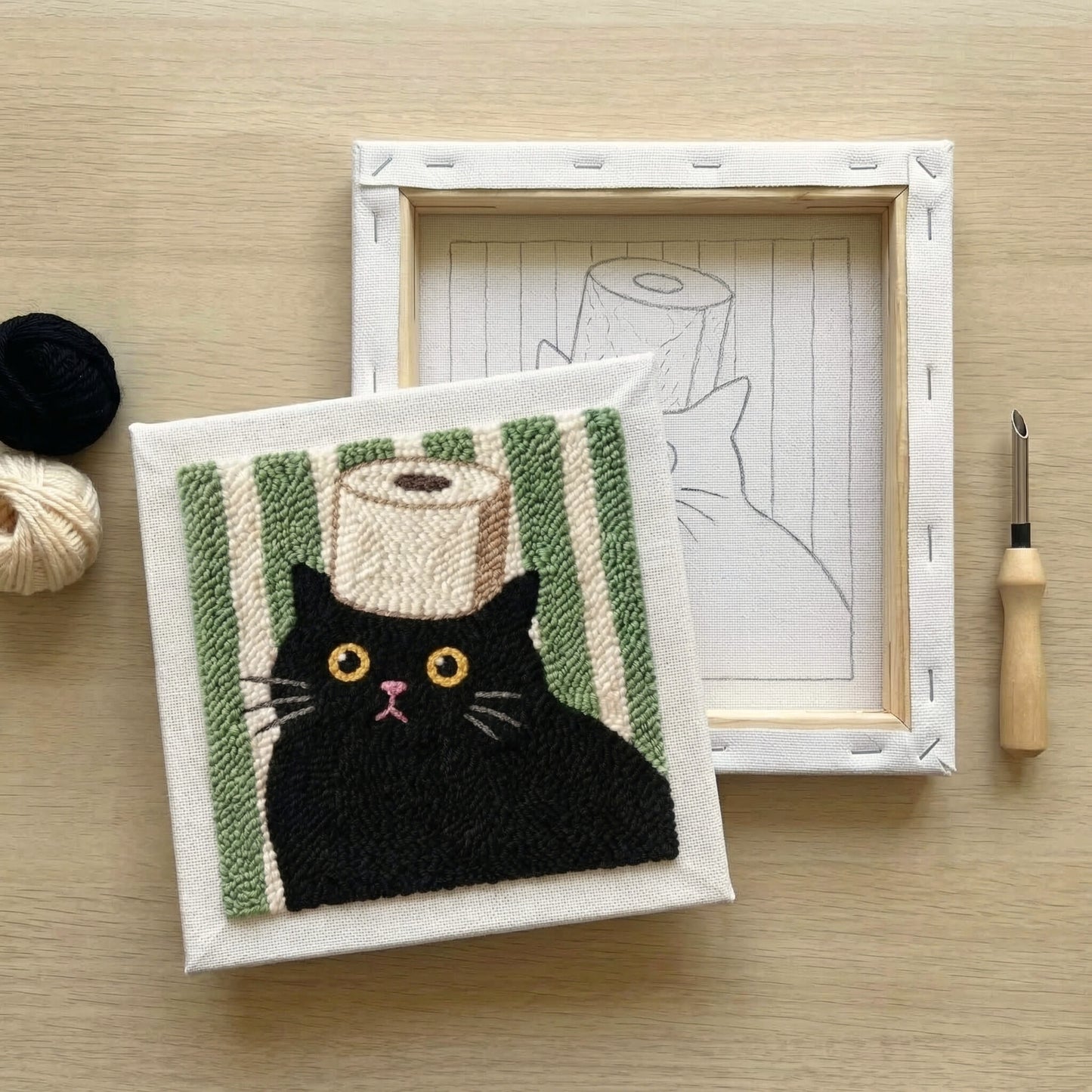 Punch-Needle-Set – Die nachdenkliche Katze