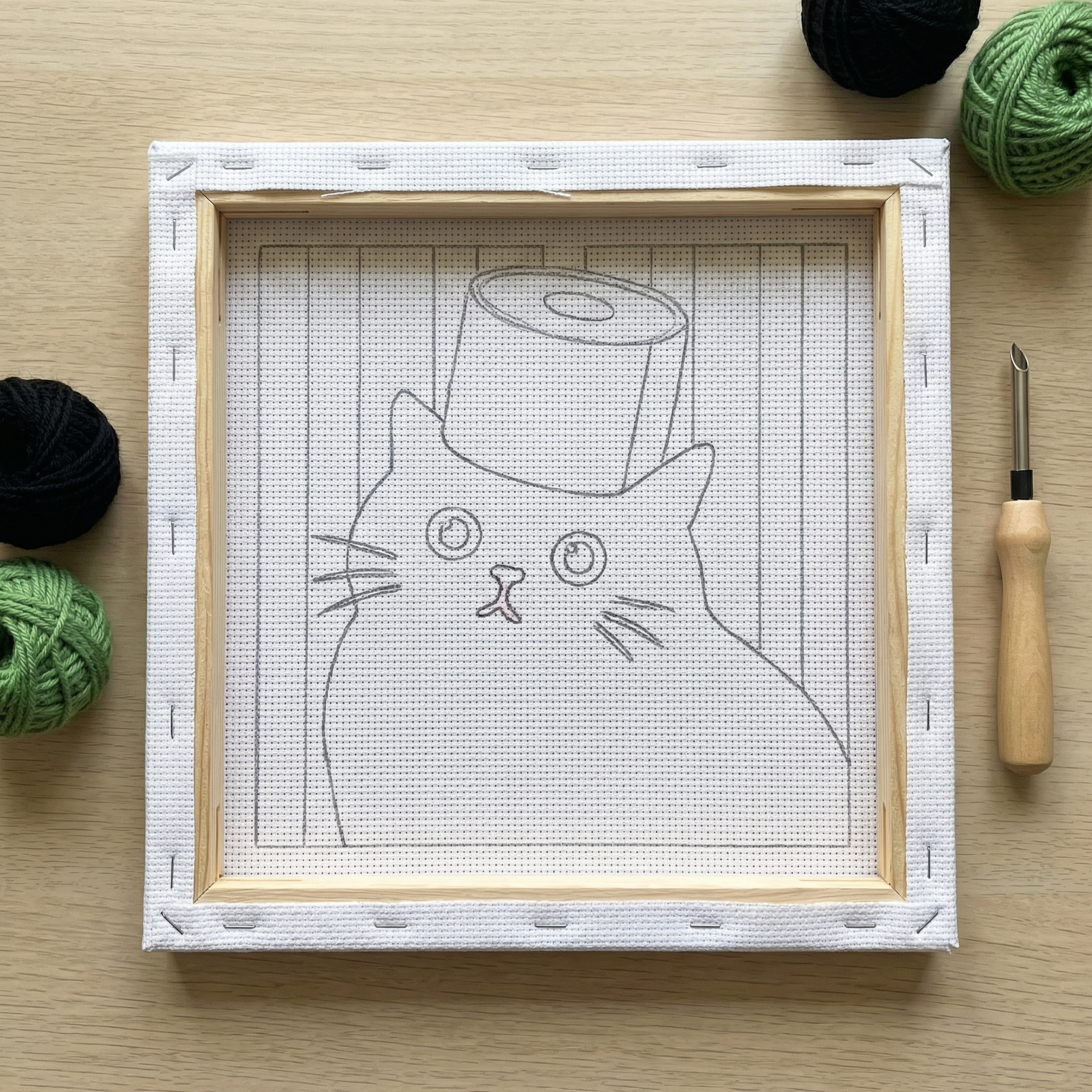 Punch‑Needle‑Set — Punch Needle embroidery tutorial - Crafting a thoughtful cat — DIY Wanddeko — Tonia Art