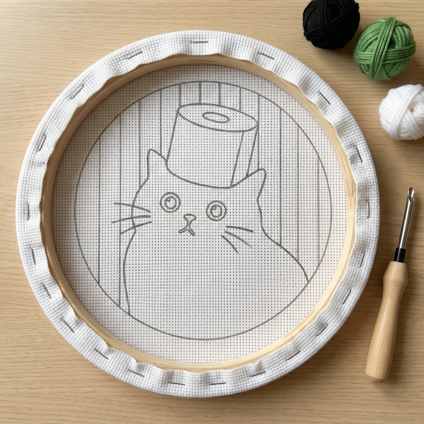 Punch‑Needle‑Set — Tonia Art complete Punch Needle set - Pre-printed pensive ca — DIY Wanddeko — Tonia Art