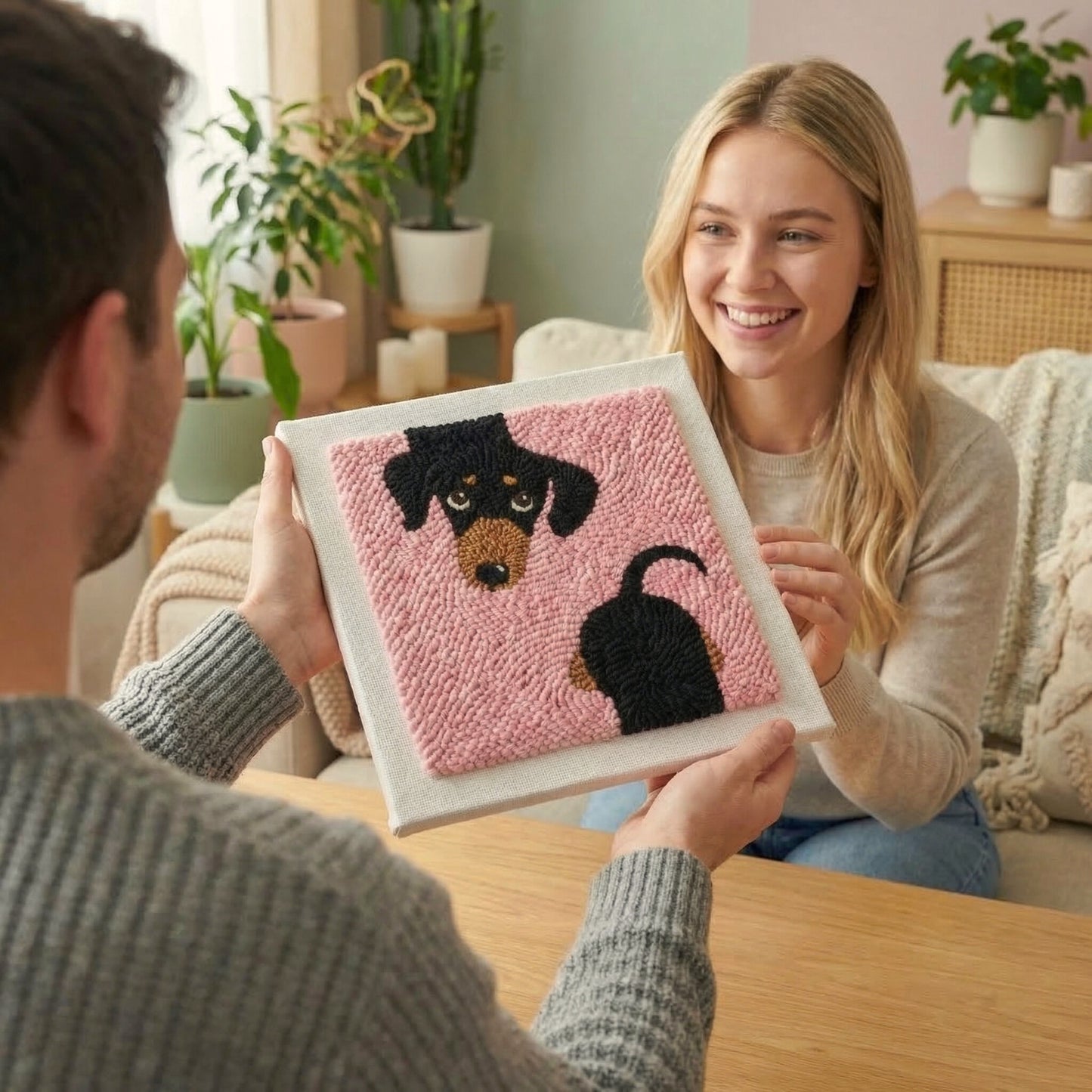 Punch‑Needle‑Set — Dachshund themed DIY gift box - Creative punch needle kit fo — DIY Wanddeko — Tonia Art