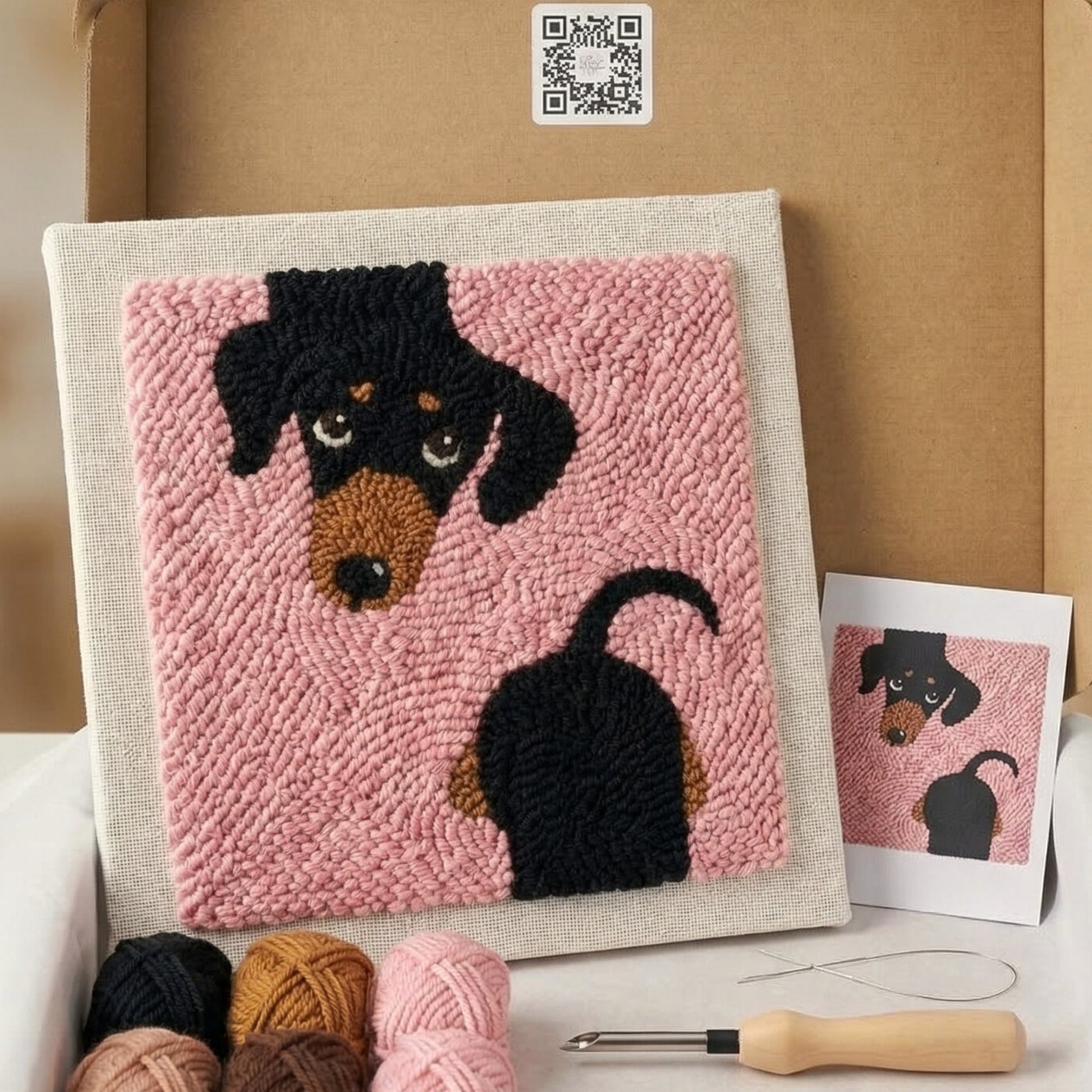 Punch‑Needle‑Set — Tonia Art Esprit Teckel Punch Needle Kit - Long dog dachshun — DIY Wanddeko — Tonia Art
