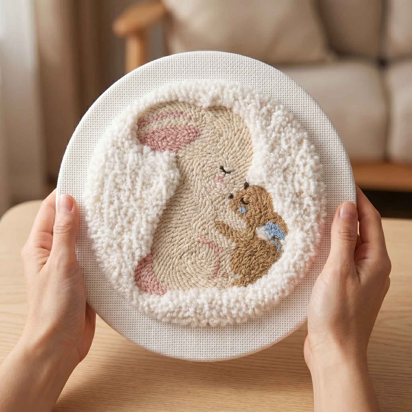 Beginner Punch Needle Kit - Cute Bunny Duo | Kids' DIY Decoration
