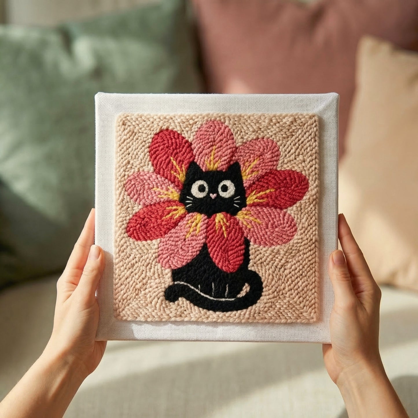 Punch Needle Kit - Cat in Blossom