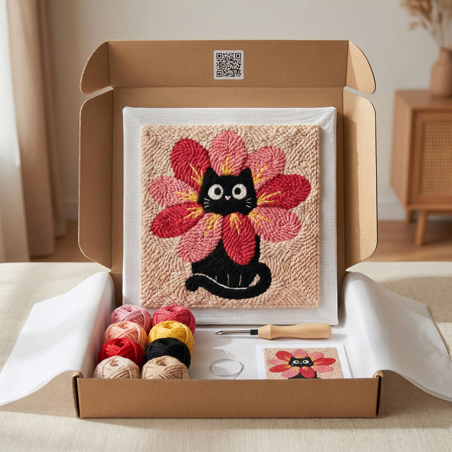 Punch Needle Kit - Cat in Blossom