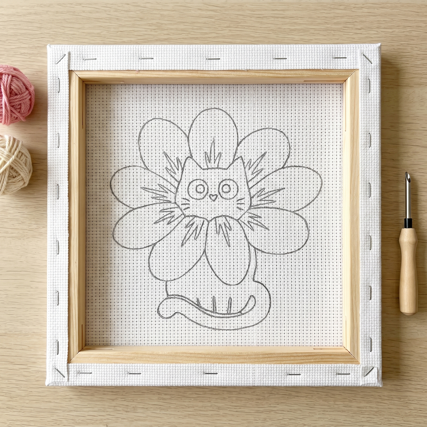 Punch Needle Kit - Cat in Blossom