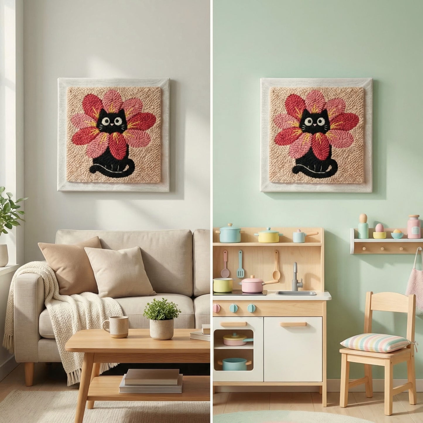 Punch Needle Kit - Cat in Blossom