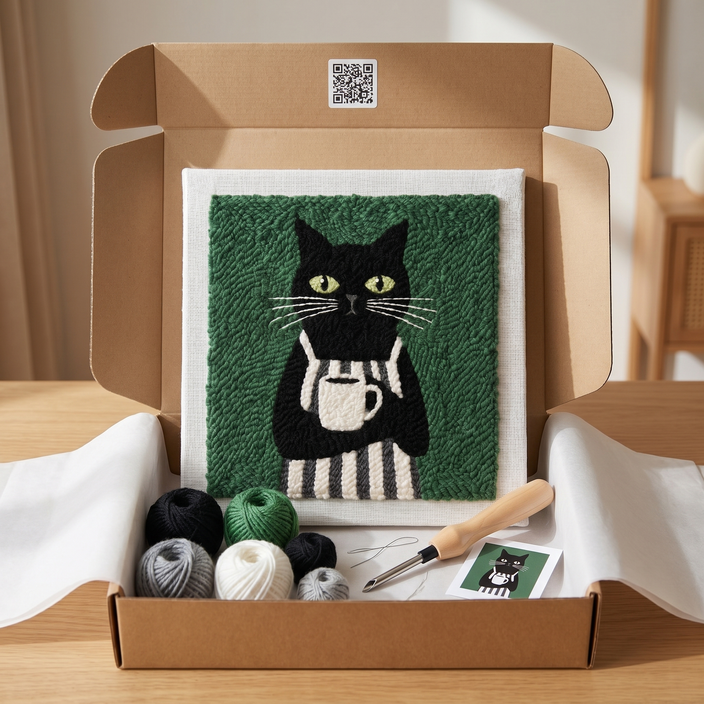 Punch Needle Kit - Barista Cat & Coffee