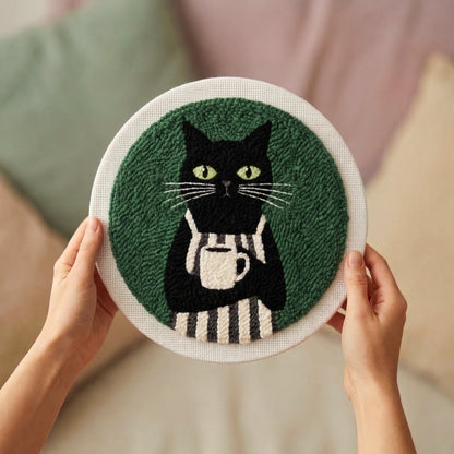 Punch‑Needle‑Set — Coffee and cat themed DIY gift box - Creative punch needle k — DIY Wanddeko — Tonia Art