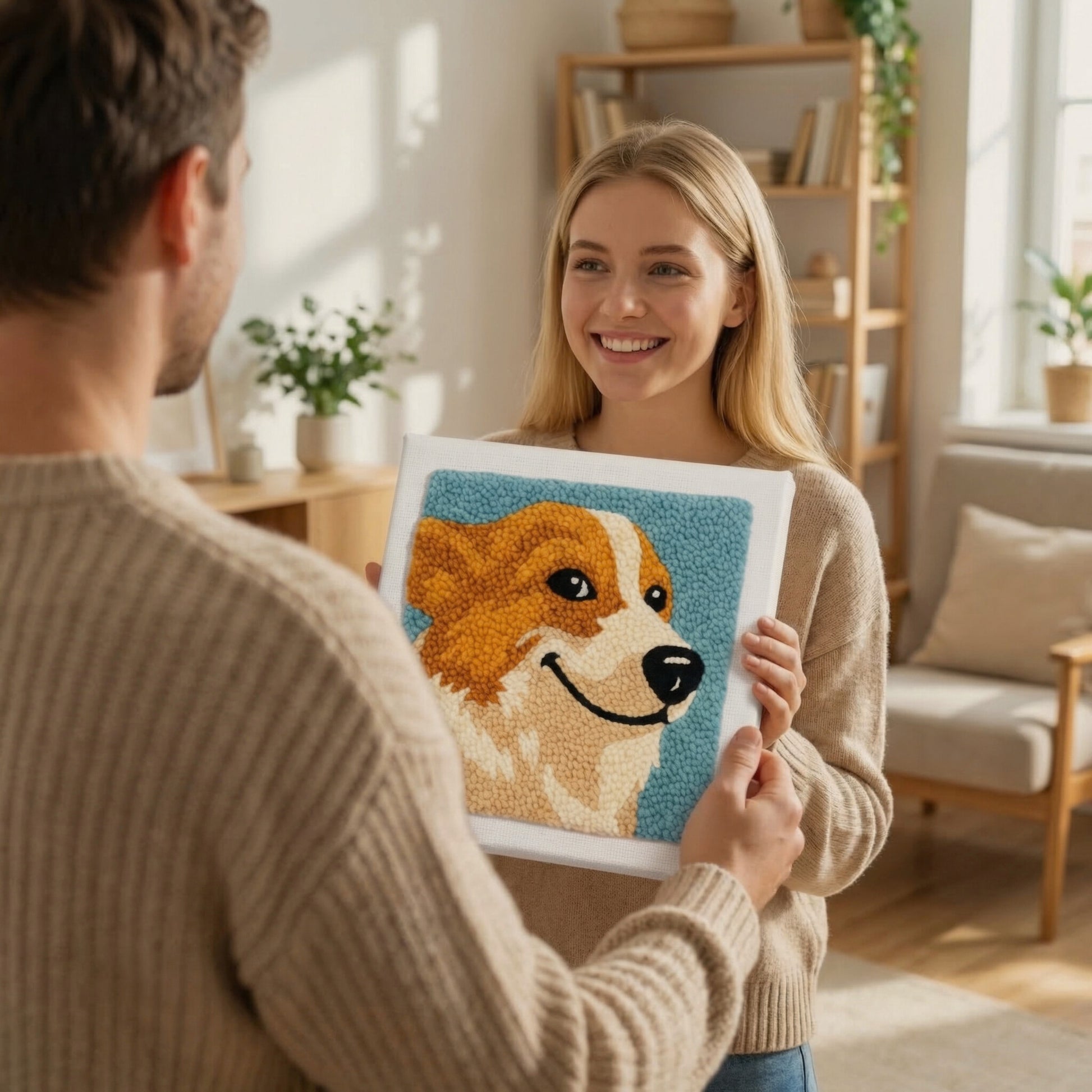Handmade Loyal Friend textile art - Cozy and heartwarming DIY home decoration for dog lovers.