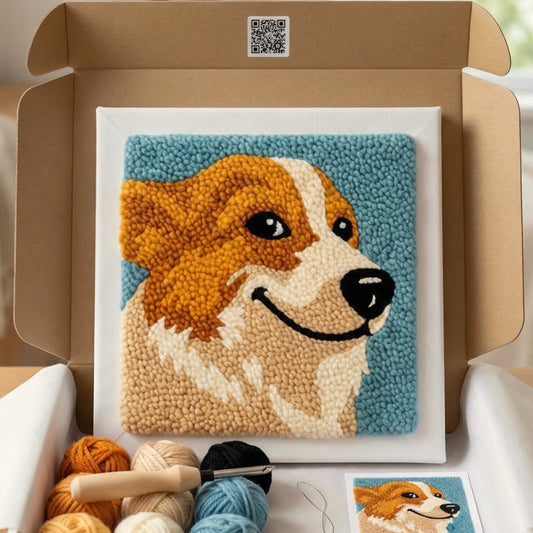 Punch‑Needle‑Set — Tonia Art Loyal Friend Punch Needle Kit - Cute dog portrait  — DIY Wanddeko — Tonia Art