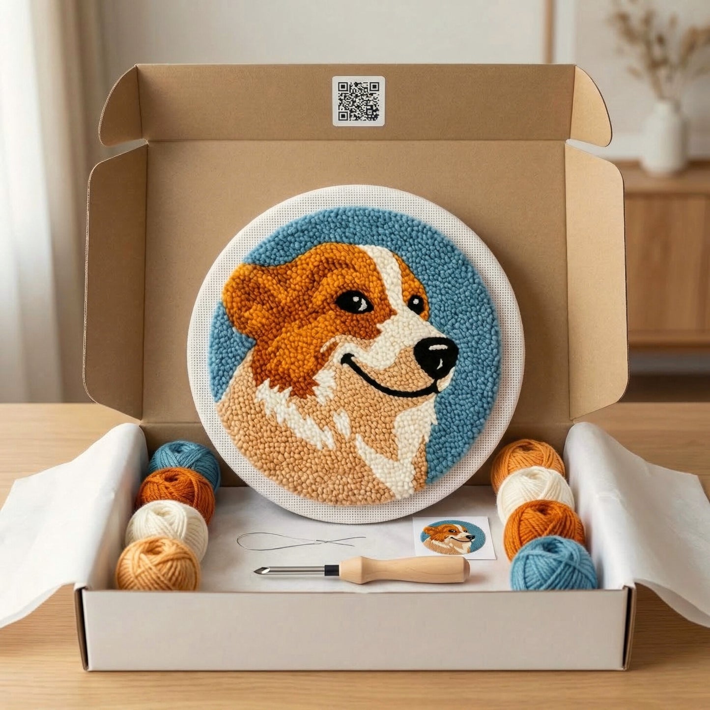 Dog themed DIY gift box - Creative punch needle kit for pet owners or animal lovers