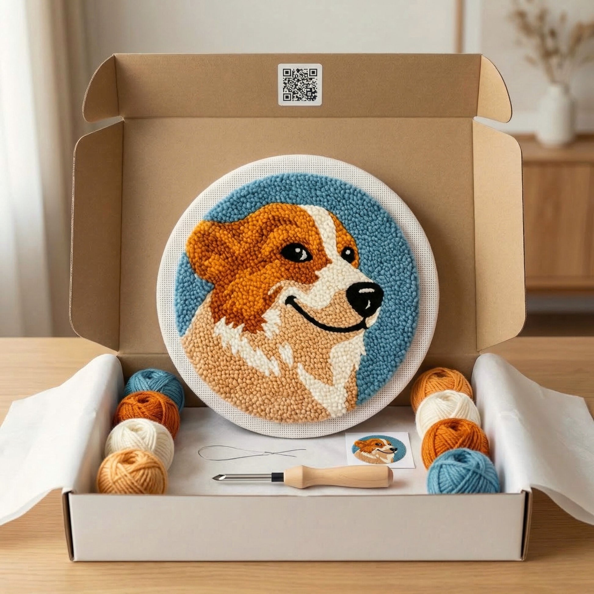 Dog themed DIY gift box - Creative punch needle kit for pet owners or animal lovers