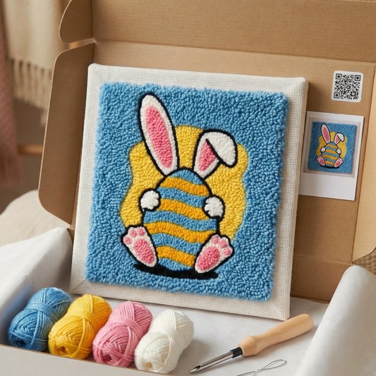 Punch‑Needle‑Set — Tonia Art Bunny with Decorative Egg Punch Needle Kit - Easte — DIY Wanddeko — Tonia Art