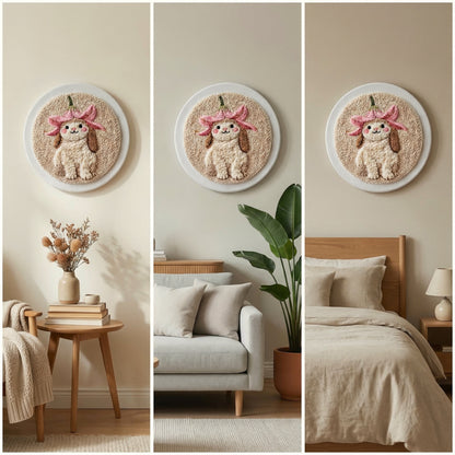 Handmade Petit Lapin textile art - Cozy and poetic DIY home decoration for a baby nursery or kids room.
