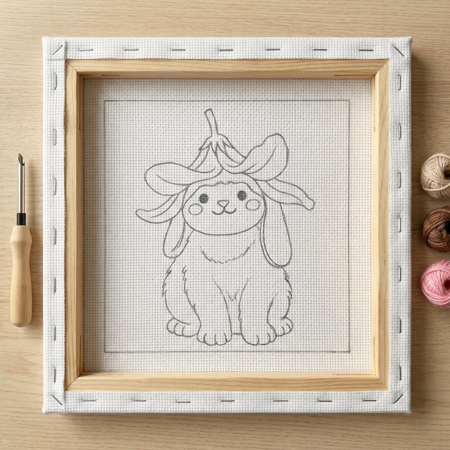 Punch Needle embroidery tutorial - Crafting a sweet little bunny with soft wool and magic needle.