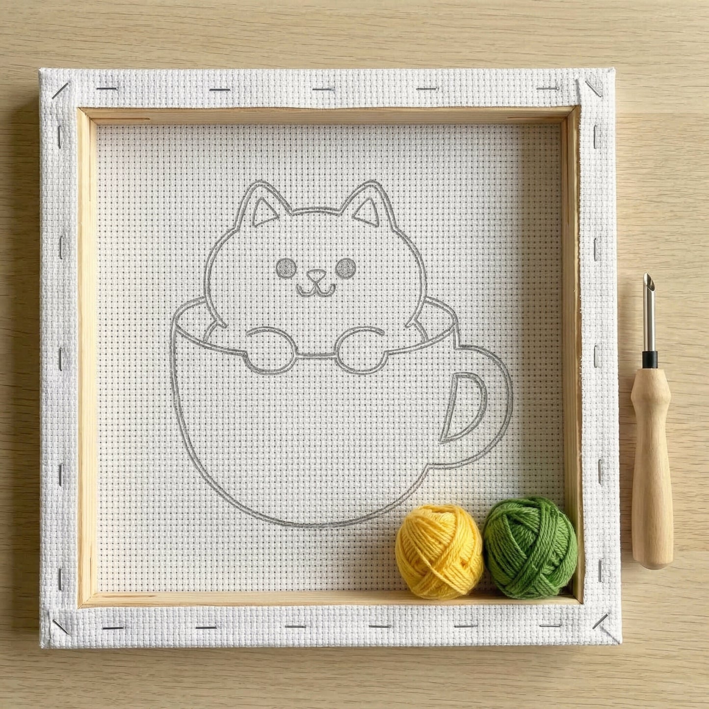 Punch Needle Kit - Cat in a Cup