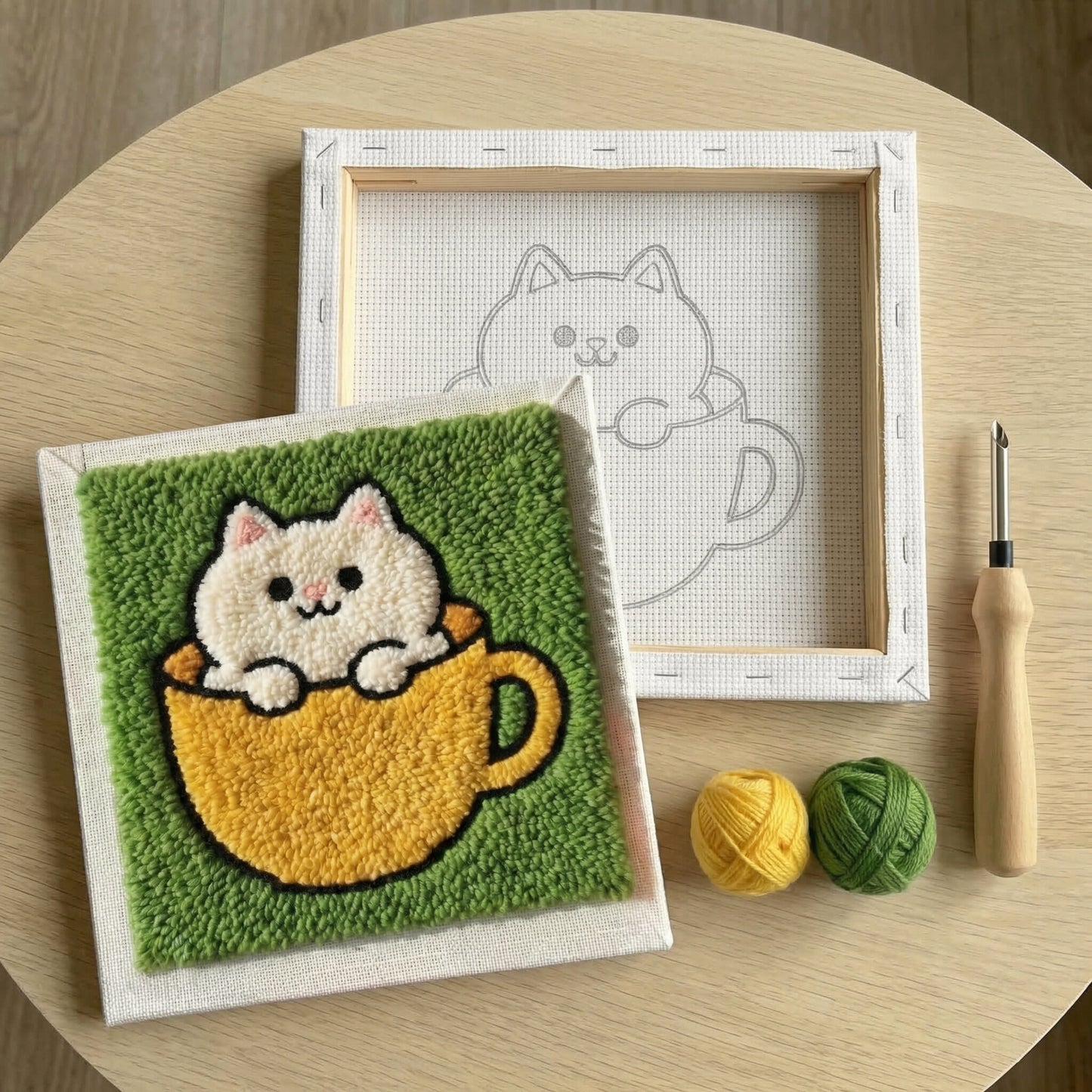 Punch Needle Kit - Cat in a Cup