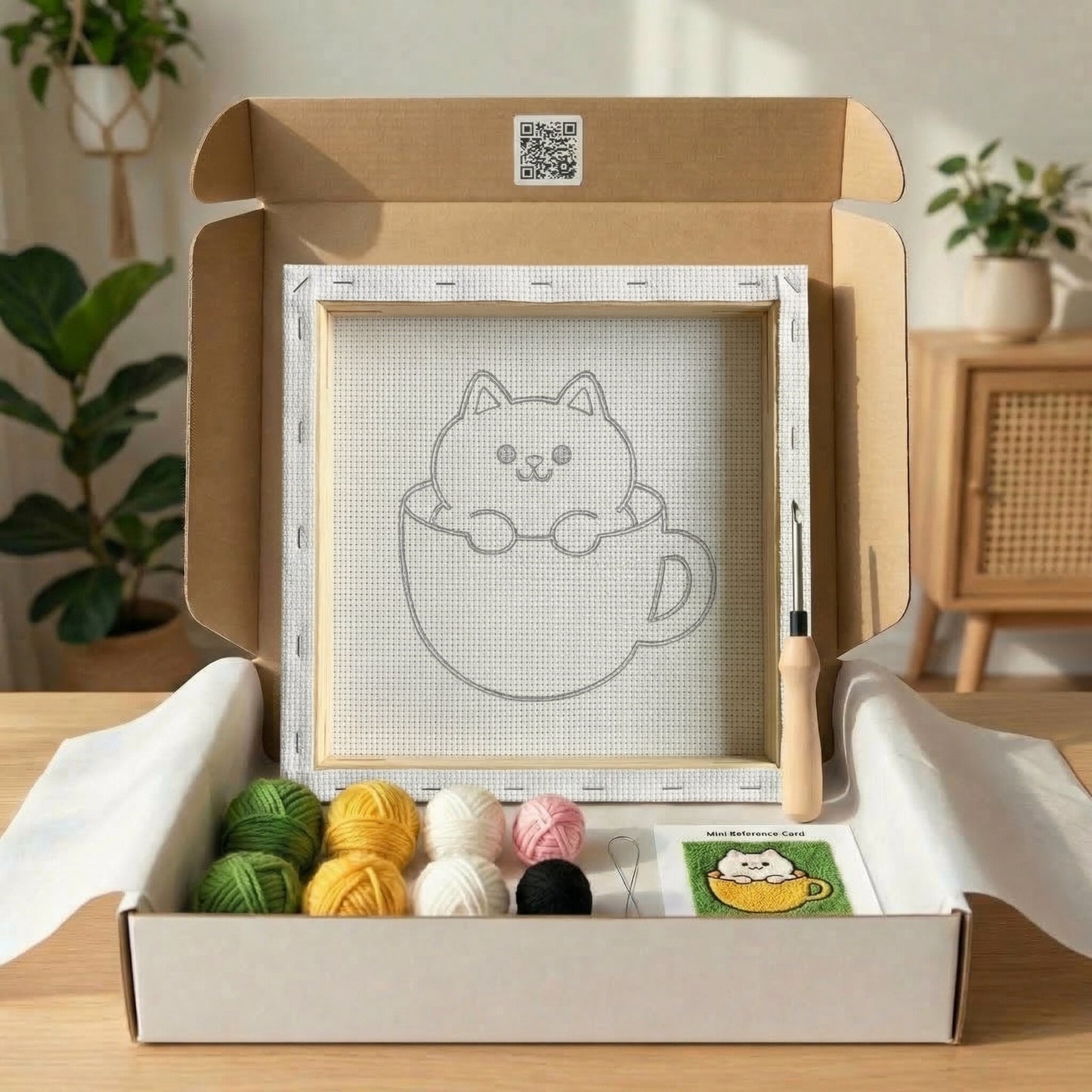 Punch Needle Kit - Cat in a Cup