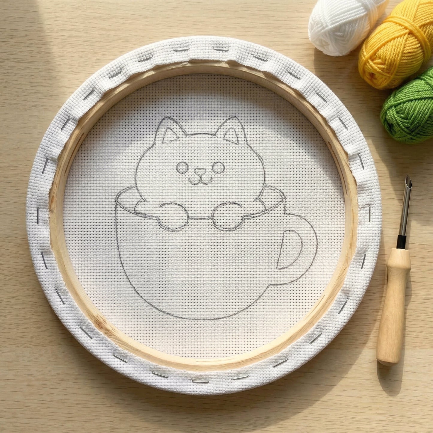 Punch Needle Kit - Cat in a Cup