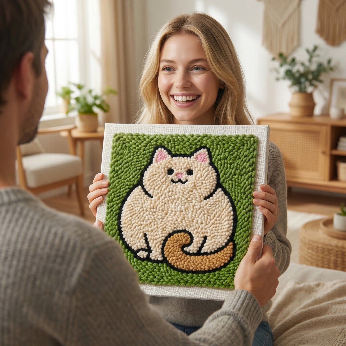 Punch‑Needle‑Set — Cat lover funny DIY gift box - Creative punch needle kit for — DIY Wanddeko — Tonia Art