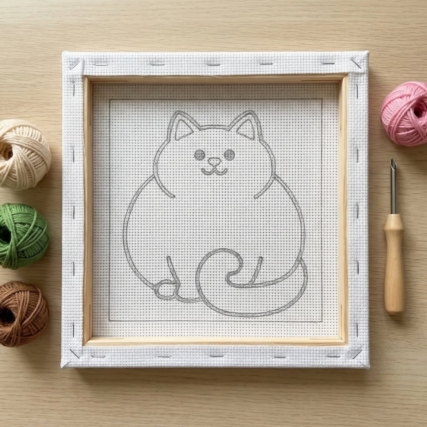 Punch Needle Set – Lustige große Katze