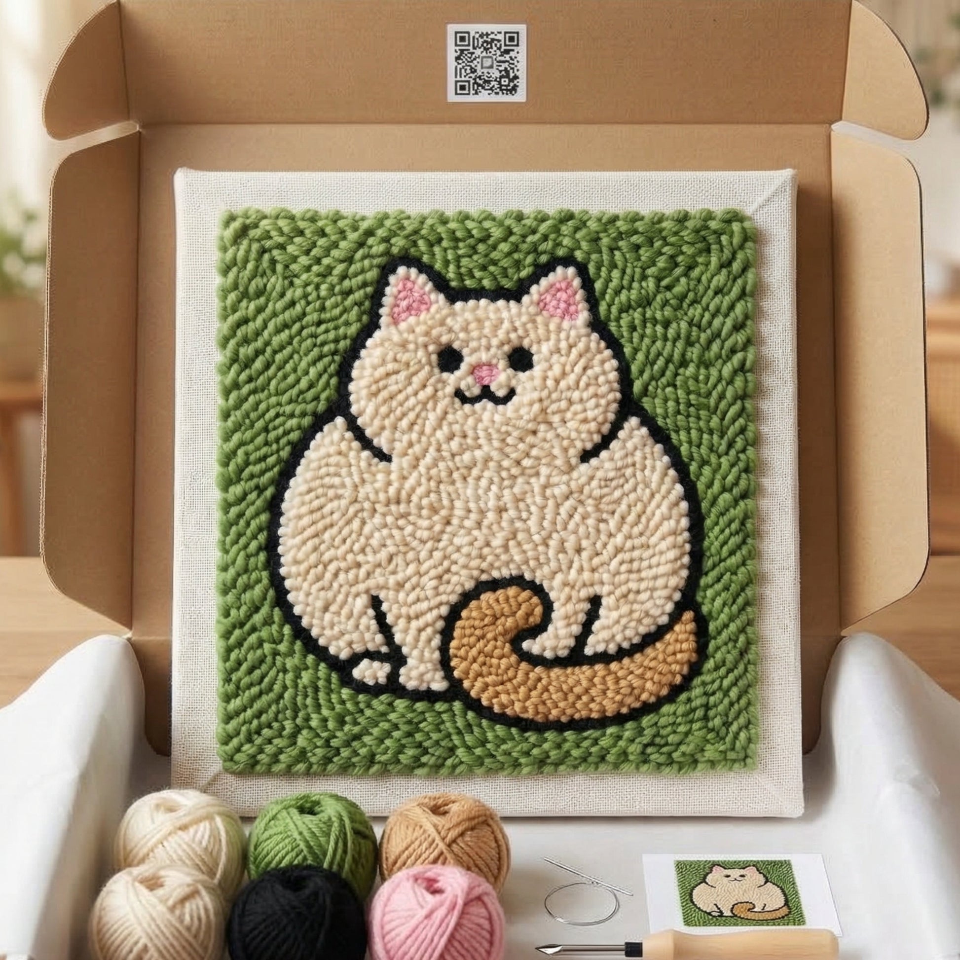Punch‑Needle‑Set — Tonia Art Chonky Cat Punch Needle Kit - Funny fat cat DIY wa — DIY Wanddeko — Tonia Art
