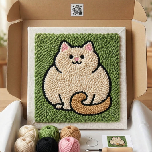 Punch‑Needle‑Set — Tonia Art Chonky Cat Punch Needle Kit - Funny fat cat DIY wa — DIY Wanddeko — Tonia Art