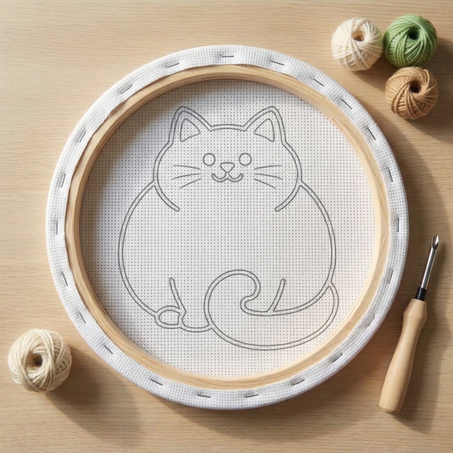 Punch Needle Set – Lustige große Katze