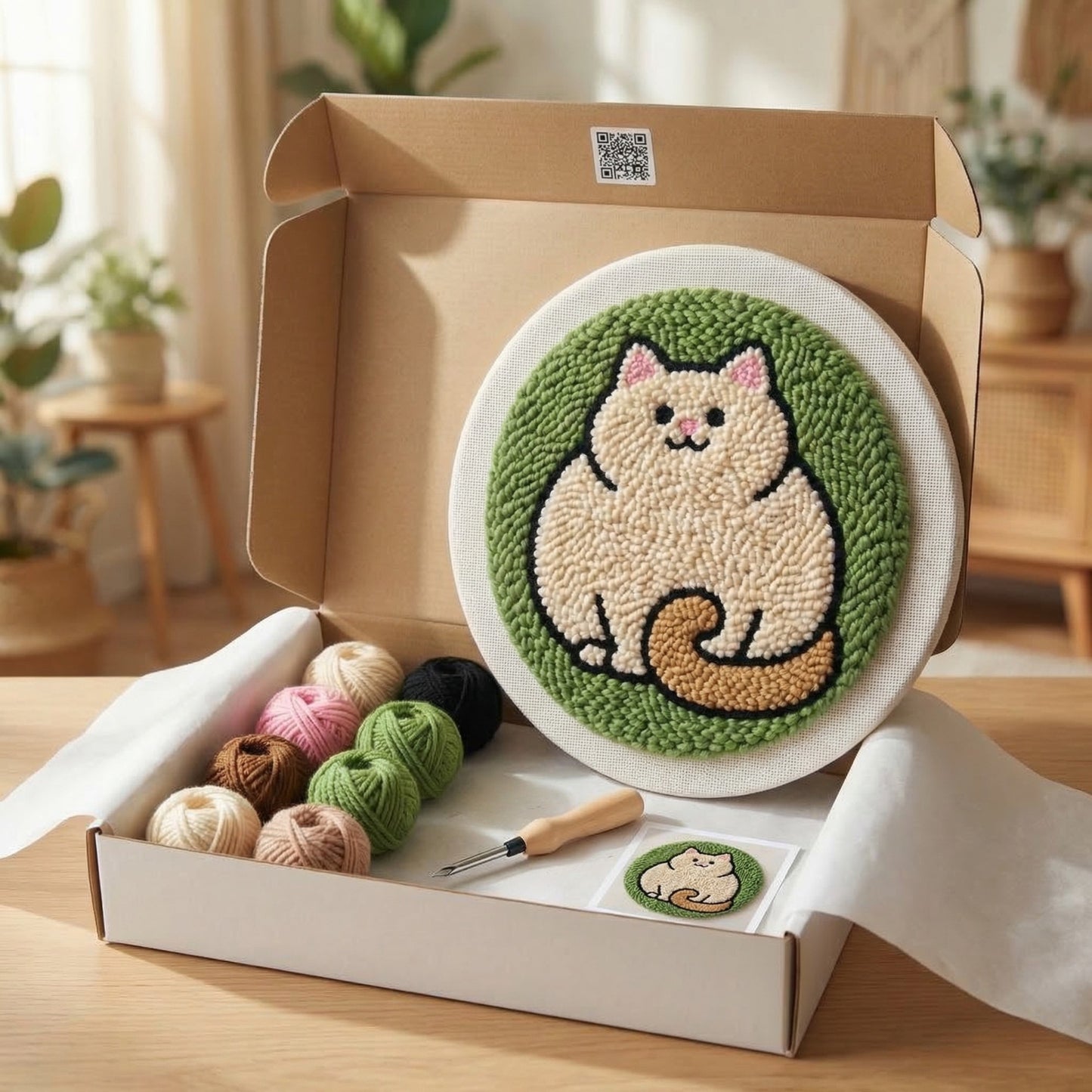 Punch Needle Set – Lustige große Katze