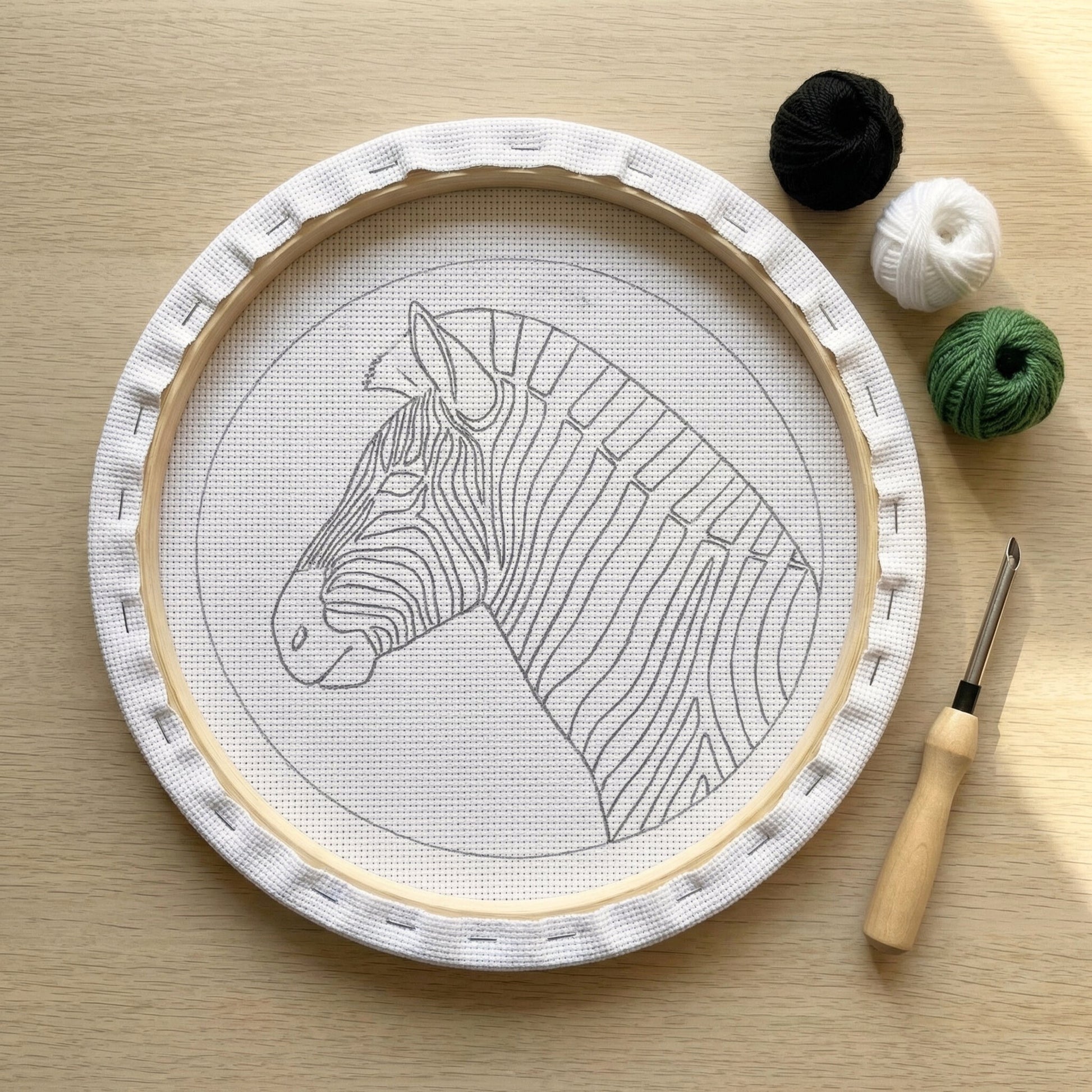 Punch‑Needle‑Set — Punch Needle embroidery tutorial - Crafting elegant zebra st — DIY Wanddeko — Tonia Art