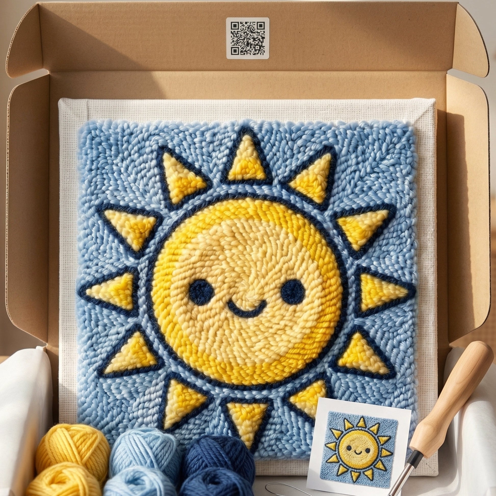 Punch‑Needle‑Set — Tonia Art Smiling Sun Punch Needle Kit - Happy sun DIY wall  — DIY Wanddeko — Tonia Art